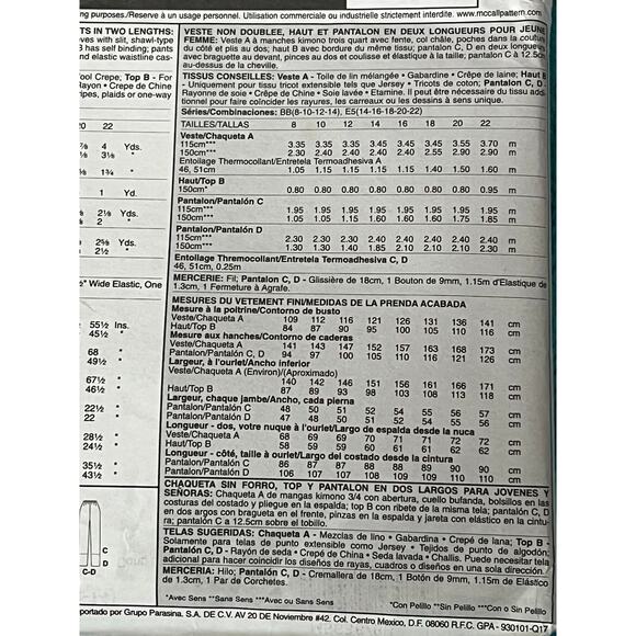 McCalls 5638 Sewing pattern jacket top pants size 8 10 12 14 - Picture 6 of 6